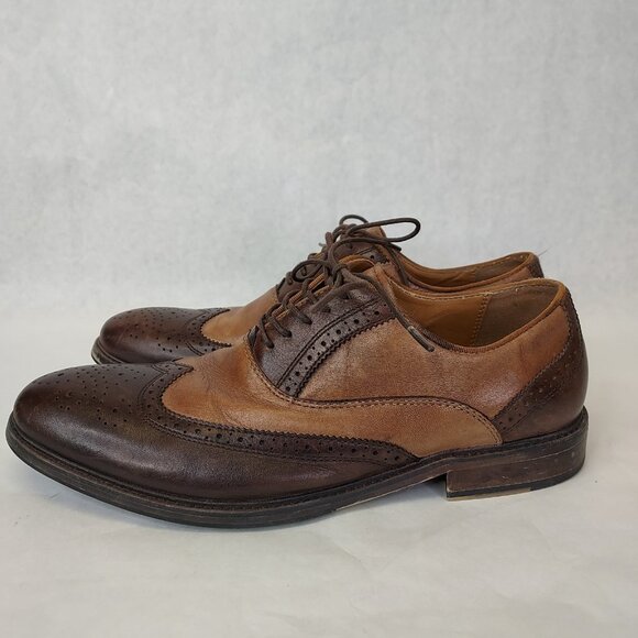 Aldo Wingtip Oxford Brogue Men's 8 Classic Dress Shoes Leather Brown Tan Lace up - Picture 5 of 16